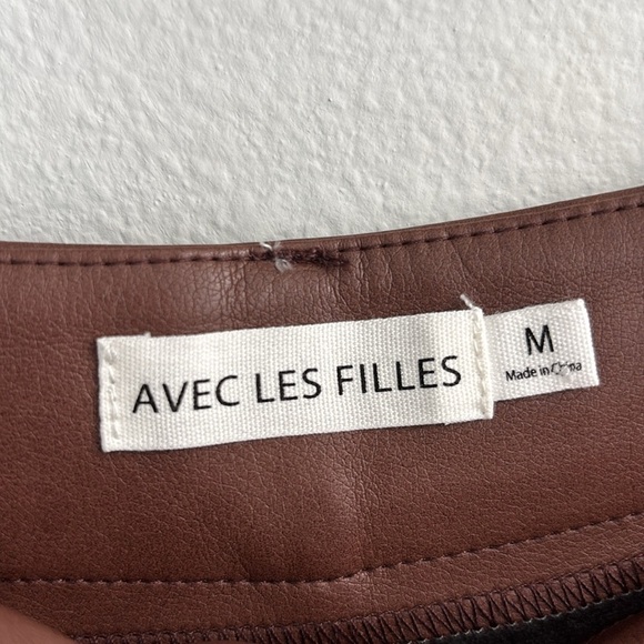 Avec Les Filles x Anthropologie Davina Faux Leather Culottes in Brown - Picture 4 of 5